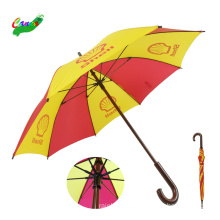 Branded logo prints promotional umbrellas, 46inch multicolor wooden straight rain umbrella